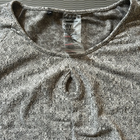 Gymshark Crop Long Sleeve Flyer Texture Charcoal Marl Gray White M - Picture 5 of 6
